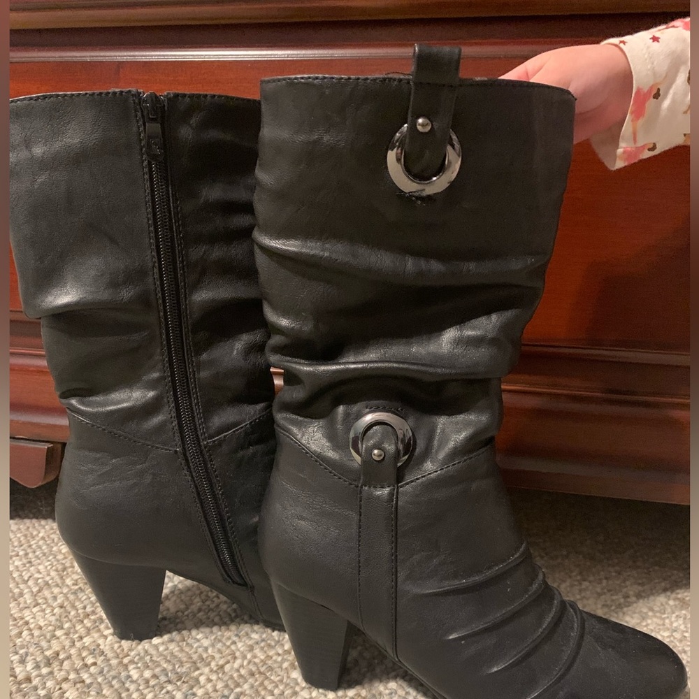 Patrizia by Spring Step-Black leather Heeled Boots. Size 7.